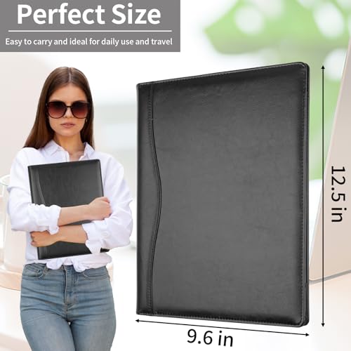 Image of Professional Padfolio Portfolio Binder, Faux Leather, Black