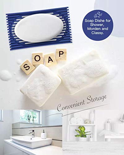 CUNCUI Soap Dish, Premium Soap Holder, Shower Soap Holder, Hollow Out Soap Dish Tray to Keep Soap Dry Clean, Extend Soap Life, Easy Dry (Deep Blue) - Thumbnail 5
