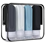 【客室乗務員推薦】90ml 4本セットトラベルボトル トラベルセット 特殊な三重フタ構造で液漏れ防止 一目でわかる便利デザイン 旅行・シャンプーボトル 旅行用 海外旅行 便利グッズ 出張に最適な詰め替えボトル シャンプー・コンディショナー用 収納ポーチ付き 《20秒で簡単詰め替え可》Travel Size Bottles For Toiletries, 3 oz Tsa Approved Shampoo and Conditioner Containers