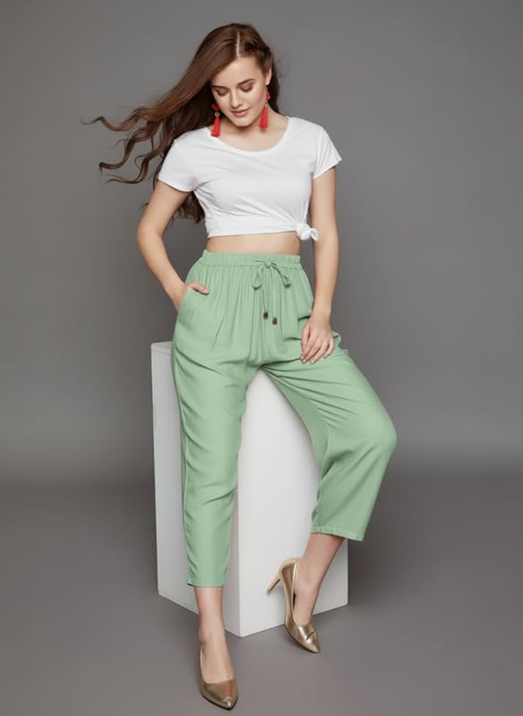Image of Super Soft Viscose Rayon Flared Palazzo Pants for Women Stylish Wide Leg Straight Relaxed Fit Casual Ethnic Office Wear