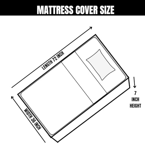 Image of Fairy Down Cotton 300 TC Mattress Cover /Protector with Zip /Chain for Single Size Bed (Color: Red Line | Size: 72 * 36 * 7 Inches) 6 * 3 feet