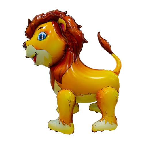 Giant Lion Balloon 4D 24 Inch Walking Lion Mylar Balloons Animal Standing Foil Balloons for Birthday Circus Forest Zoo Wildlife Theme Party Decorations Supplies