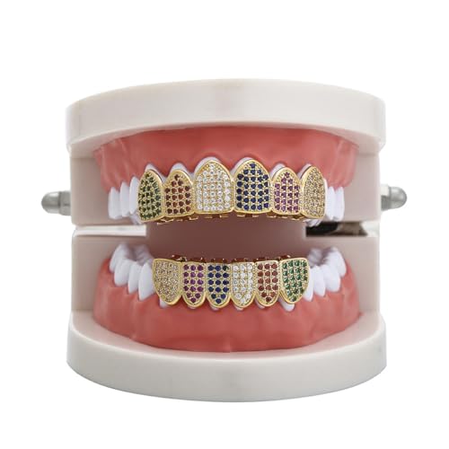 LXSSLY Grillz colorido para mulheres, churrasqueiras de diamante hip hop, boca de dentes, parte infe