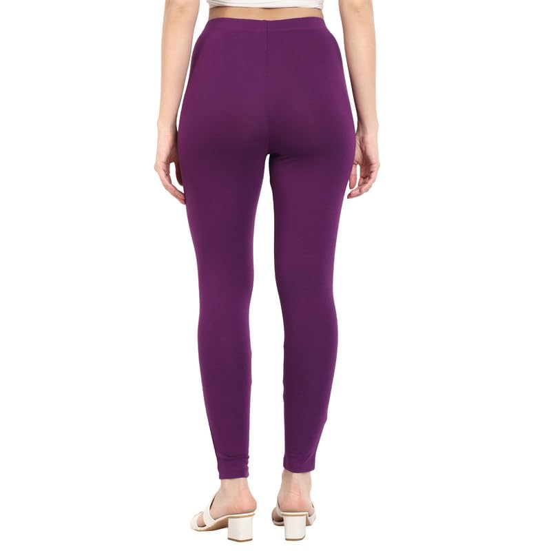 Image of ONE SKY Women Full Length Leggings | Cotton Modal Spandex Blend | High Waist Stretchable & Bio-Washed Fabric | Colour-Lock Technology | Comfortable Leggings for Women
