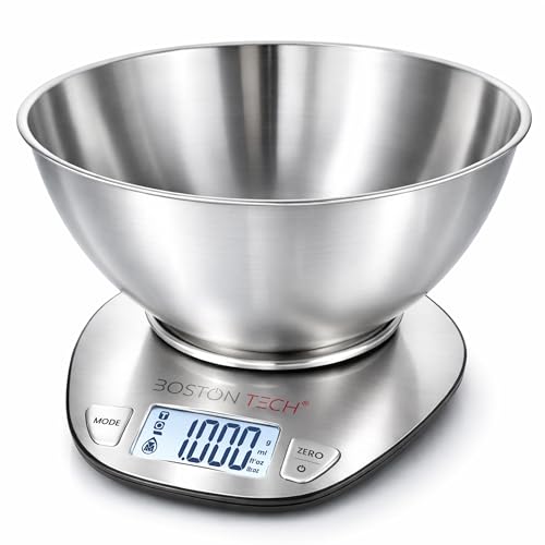 Boston Tech Balance de Cuisine Numérique avec Bol Amovible - Acier Inoxydable, Haute Précision,...