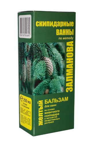 Zalmanov 的松节油浴，用于预防和恢复活力，黄色唇膏，250 毫升。