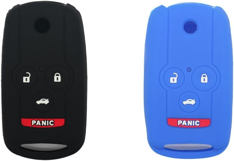 SEGADEN 2 Pcs Silicone Cover Protector Case Holder Skin Jacket Compatible with Honda Acura 4 Button Flip Remote Key Fob 3+1 BTN CV4232 Black & Deep Blue