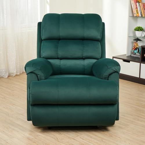 Image of Solis Royale 1 Seater Recliner Sofa Chair Suede Fabric | Hush Puffy Manual Rocking & Revolving Recliner Lounge Sofa for Relaxing | Comfortable Cushioned | Living Room, Bedroom, Home, Office