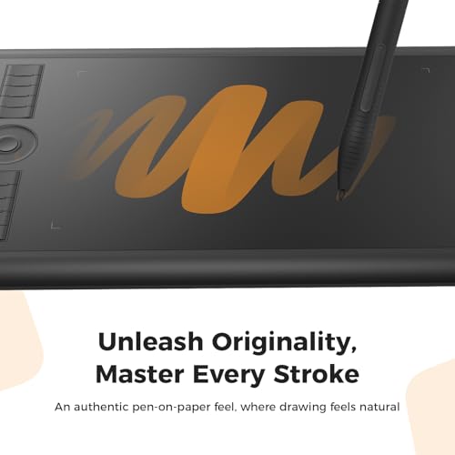 Image of GAOMON M10K Drawing Tablet, 10x6 inch Large Graphics Tablet with Touch Ring, 8192 Levels Battery-Free Stylus, 10 Hot Keys, Art Tablet for Design, Writing, Editing, Work with Mac, Windows, Android