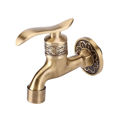 Antique Style Wall Mount Bathroom Tap, Solid Brass Cold Water Faucet with G1/2 Thread, Laundry and Washing Machine Compatible by EVGATSAUTO - Image 3