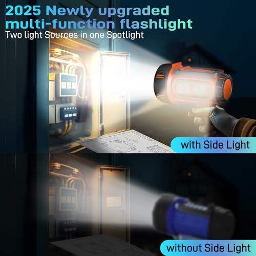 2026 New Super Bright Rechargeable Spotlight 3000,000 Lumen Flashlight Handheld Spotlight,10000mAh Spot Light Outdoor Runtime 72+ Hrs,Flashlight Searchlight Flood Camping Hunting Boating with Tripod by CHRMJERN - Image 5