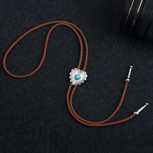 Image of Joxevyia Bolo Tie for Men Vintage Cow Skull Leather Rope Western Cowboy Necktie Vintage Bola Tie Gift for Him
