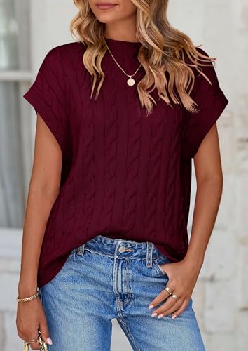 PRETTYGARDEN Women's Sweater Vest 2025 Summer Short Sleeve Tops Casual Crewneck Knit Oversized Pullover Trendy Spring Outfits3