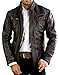 Produktbild Hafsah Herren-Bikerjacke aus echtem Leder - Motorradjacke im Used-Look, schwarz, Echtlederjacke, Vintage-Stil, goldfarbene Streifen, Braun, Used-Optik, L