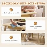 AIYAPLAY Stół dziecięcy z 2 krzesłami 3-6 lat, drewno naturalne