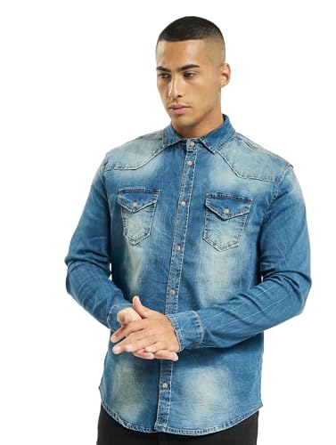 Brandit Riley Denim Shirt Long Sleeve, Farbe: Denim Blue, Größe: XXL