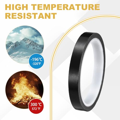 Image of PATIKIL High Temperature PTFE Tape 1 /2 Inch x 33 Feet, PTFE Coated Fiberglass Adhesive Tape for Vacuum Sealer Machines Hand-Impulse Sealers Insulation, Black