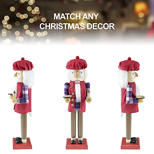 Clever Creations Artist Santa 14 Inch Traditional Wooden Nutcracker, Festive Christmas Décor for Shelves and Tables