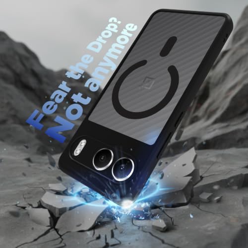Image of RIGGEAR Shockproof Sleek Hybrid Armor Magnetic Back Cover Case Compatible with MagSafe Accessories for OnePlus Nord 4 5G (Smoke Black Matte PC + Black TPU Bumper)