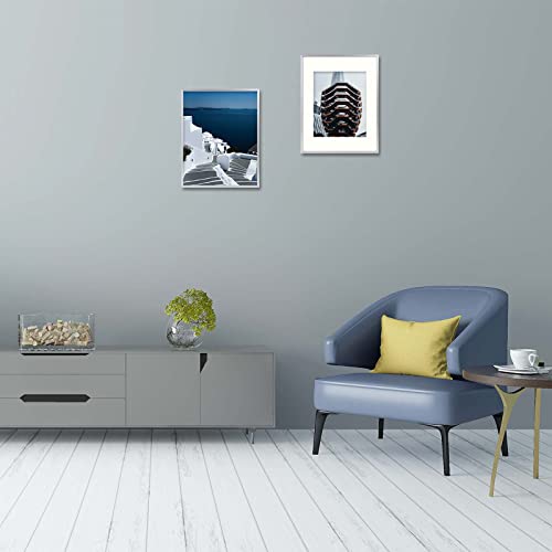 Space Art Deco, 11X14 Picture Frame Set Of 3, Display Pictures 8X10 With Mat Or 11X14 Without Mat, Wall Mounting Gallery Photo Frames, Silver #TOP7