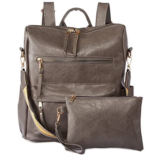 K.e.j. Women Backpack Purses Fashion Leather Backpack Purse 2-Pcs Travel Backpack Handbag Satchel Bags Ladies Shoulder Bag #TOP12