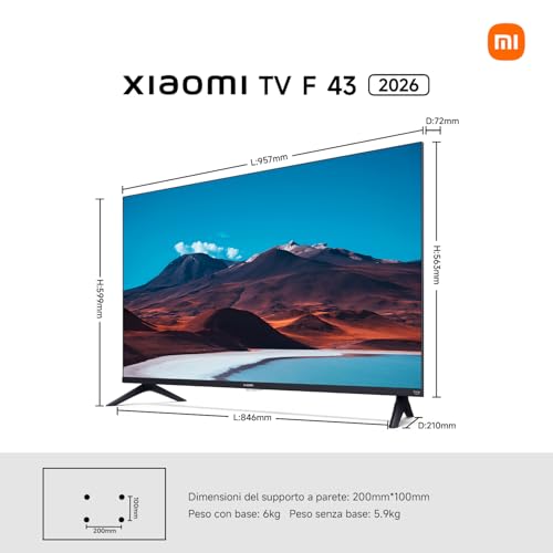 Xiaomi TV F 43 2026, 43 Pollici (109 cm), 4K UHD, Smart TV, Fire TV, HDR10, MEMC, Controllo vocale con Alexa, 2GB+32GB, Compatibile con Apple AirPlay, TV+ - Immagine 1