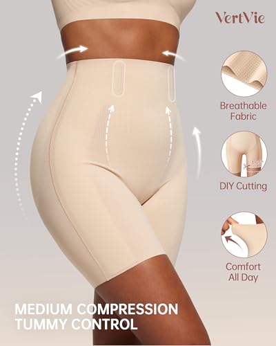 Image of Vertvie Tummy Control Shapewear Shorts for Women Butt Lifting Body Shaper Shorts High Waisted Seamless Girdles Under Dress