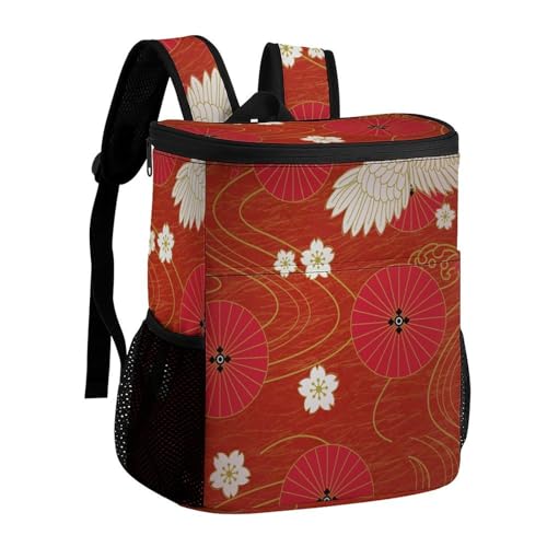 ランチバッグ 桜散る 和風 鶴柄 桜の花 ランチトート リュック クーラーボックス 大容量 お弁当バッグ 防水 断熱 保温 保冷 エコバッグ キャンプ ピクニック お花見 通勤 漏れ防止 プリント