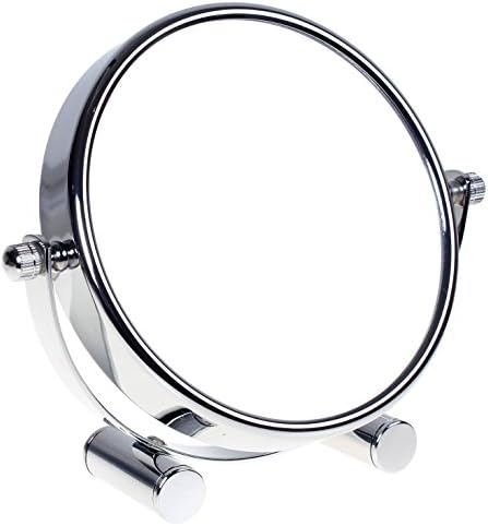 HIMRY Free Standing Small Platform Shaving/Make Up Mirror, 6 Inch 7x Magnification, Two-Sided Swivel Mirror Chrome finish Cosmetic Mirror, Stand Table Mirror, for Home and Travel, KXD3142-7x