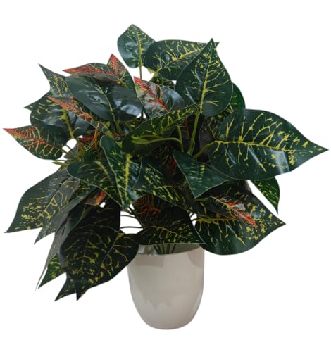 Image of Natural Looking Artificial Big Croton Plant /Tree with Pot | Ornamental Plant for Interior Decor | Home /Shop /Office Decor (Big-Croton)