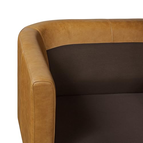 Image of POLY & BARK Toscano 89 inch Sofa in Cognac Tan - Modern Living Room Couch with Deep Seating, Plush Cushions, Premium Upholstery, Contemporary Design, and Solid Wood Frame