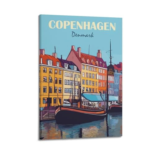Poster Copenhague Danemark vintage 40x60 cm pour decoration murale de chambre
