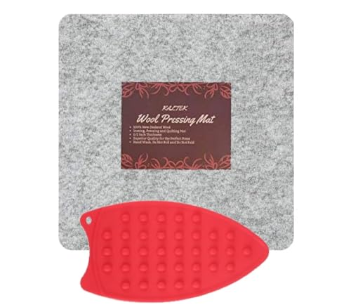 Wool Pressing Mat 10" x 10" for Quilting | 100% Pure New Zealand Wool Mat for Sewing and Ironing | Wool Ironing Mat Comes with Silicone Iron Pad Included
