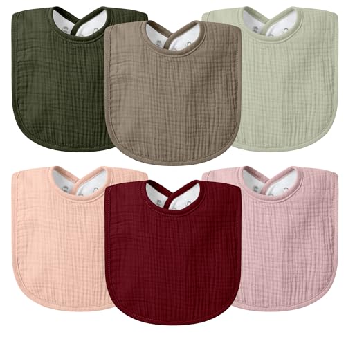 VOMARHUG Muslin Baby Dribble Bibs for Girls Boys,Waterproof Bandana Bibs 0-36months,Soft Cotton 6Pack