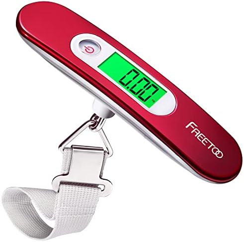 FREETOO Portable Luggage Scale Digital Travel Scale Suitcase Scales Weights with Tare Function 110 lb/ 50KG Capacity, Red