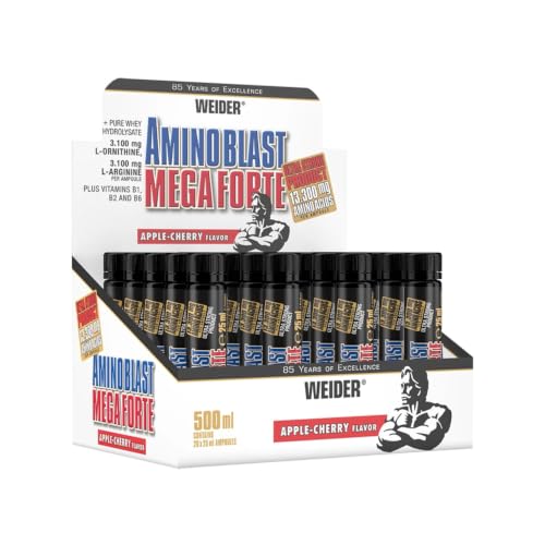 Aminoácidos Weider Amino Blast Mega Forte con L-Arginina 20 x 25 ml sabor Manzana-Cereza