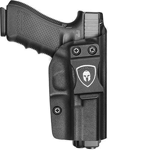 IWB KYDEX Holster Fit: Glock 19 45 17 19X 23 26 27 31 32 33 (Gen 1-5) Pistol, Inside Waistband Holster Condealed Carry for Men / Women, Cover Mag Button, Adj. Cant & Retention, Right Hand Draw