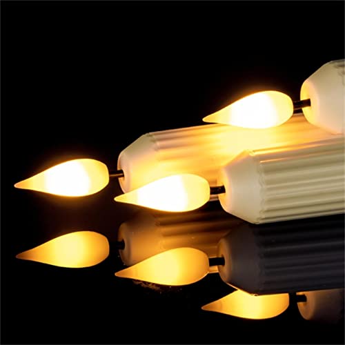 5Plots 12Pcs Flameless Taper Candles Flickering With Remote Timer, Ivory Battery Operated Taper Candles, Plastic Roman Column Led Taper Candles, Led Candlesticks For Christmas Halloween Birthday Party #TOP6