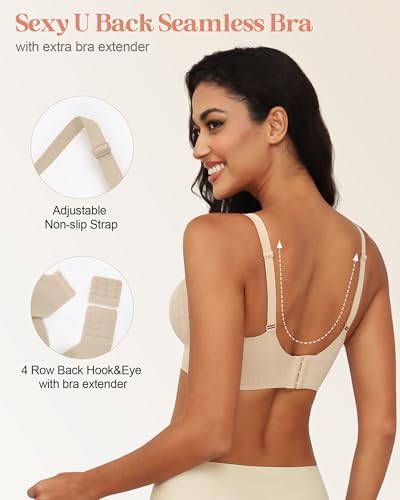 Bras for Women Lace V Neck Seamless Wireless No Underwire Supportive Pushup Brasieres Comfortable T Shirt Bra4