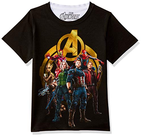 Image of Marvel Avengers by Wear Your Mind Boy's Animal Print Regular fit T-Shirt (DMA0047 Black 2 13-14Y)