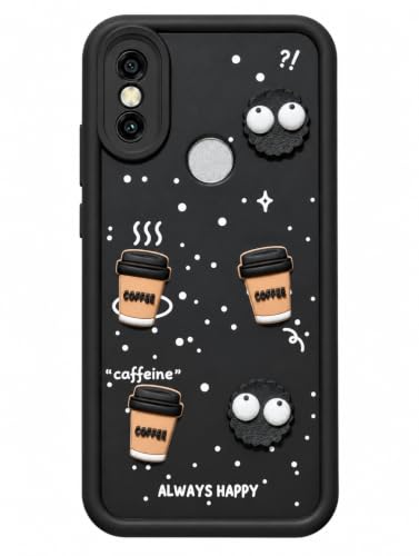 Image of Bintage Back Cover Compatible for Mi Redmi Y2 | Cute 3D Taddy Ball Bear Milk Cake Coffee Silicon Case Full Body & Camera Protection - Black