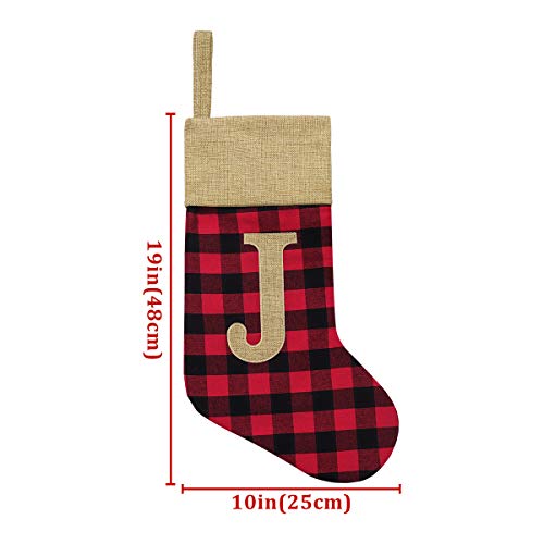 image for Ivenf Christmas Stockings, 3 Pcs 19 inches Red and Black Buffalo Check