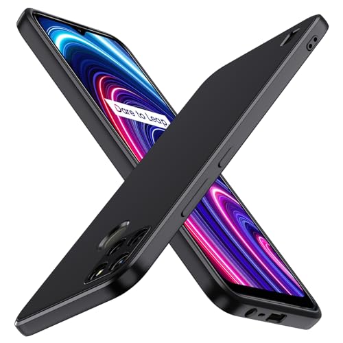 ivoler Negro Mate Funda para Realme C25Y / Realme C21Y con Protección de Cámara, Carcasa Protectora Antigolpes, Ultrafina Suave TPU Silicona Caso Delgada Anti-Choques Case