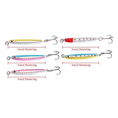 TUXIBIN 5 stks harde metalen Vissen Lokt Aas Vislepels Zinken Metalen Lepels Pailletten Aas Metalen Bas Harde Lepel Aas Jig Lokken Kunstmatige Haak Lokt Pak 12g* 5 stks TXB5-5 - Image 3