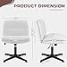 Flamaker Desk Chair No Wheels, Cross Legged Office Chair Wide Padded Armless Home Office Desk Chair PU Leather Adjustable Swivel Task Computer Chair (White)