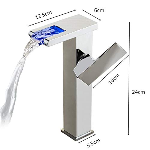 Mitigeur de salle de bain cascade LED pour vasque moderne - 4