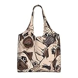 Ahdyr Hund Chinesische Malerei aus Bambus Druck Leinwand Tragetaschen für Frauen, wiederverwendbare Einkaufstaschen, Supermarkt-Shopping-Essentials