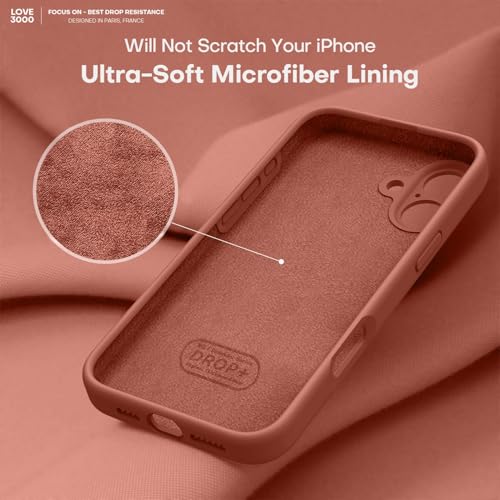 Image of LOVE 3000 Designed for iPhone 16 Case, Premium Silicone with [Soft Anti-Scratch Microfiber Lining] Shockproof Protective Phone Case for Men Women Girls 6.1 inch, Caramel