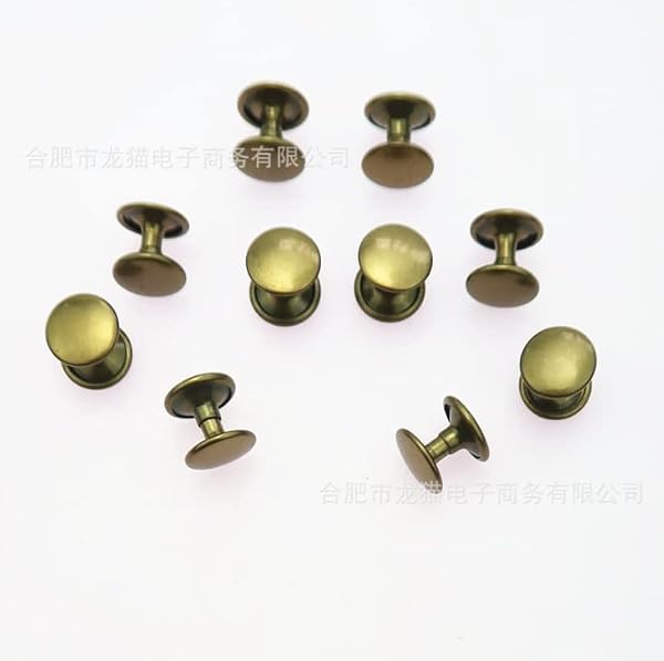 Nivofu 100 Sets 8x8mm Leather Rivets,Double Cap Rivet Tubular,Metal Round Button Studs,Flat Head Rivets Kit,for Leather DIY Craft Handbag Clothes Shoes Jewelry Accessories - 4