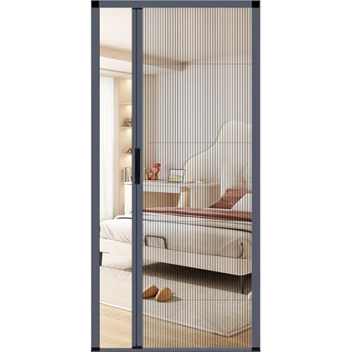 No-Drilling Retractable Screen Door, Folding Sliding Screen Doors with Aluminum Frame for Patio French Front Door Bedroom Kitchen, Custom Screen for Single/Double Door, Customize Size